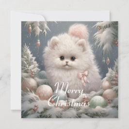 Carte de Noël Fluffy White Cat