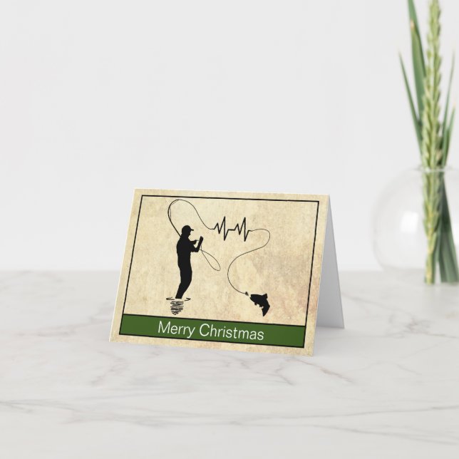 Carte de Noël Fly Fishing Heartbeat Man (Devant)