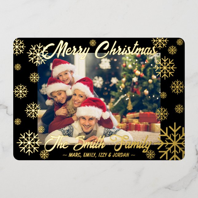 Carte de Noël Foil Foil personnalisable Noir (Recto)