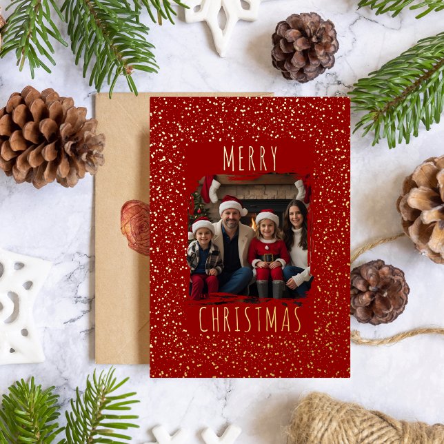 Carte de Noël Foil modifiable Modèle Deux photos (Créateur téléchargé)