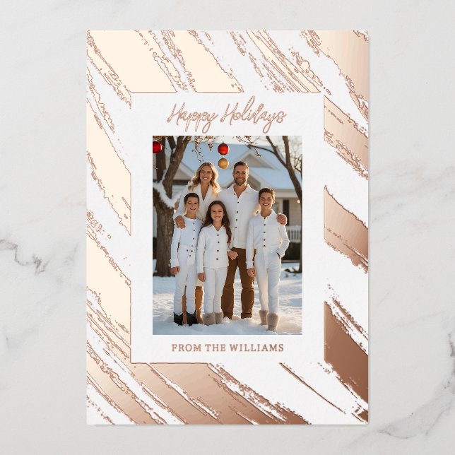 Carte de Noël Foil tendance Modèle Vacances Blanc (Recto)