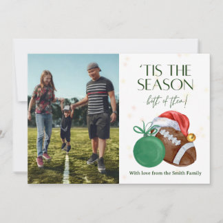 Carte de Noël Football Saison Aquarelle [vert]