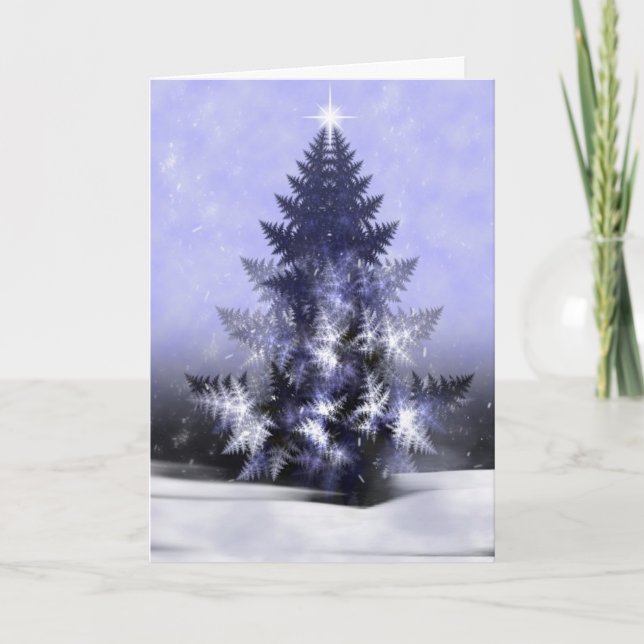 Carte de Noël Fractée de l'arbre de Yule Bleu (Devant)