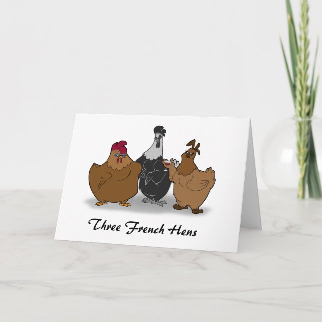 Carte de Noël française de trois poules (Devant)