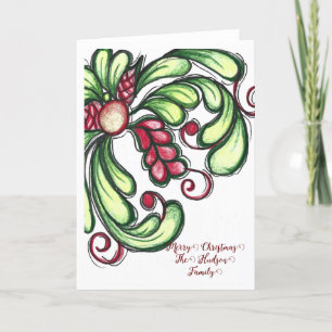 Carte de Noël, Fruit à la main, Crayon couleur