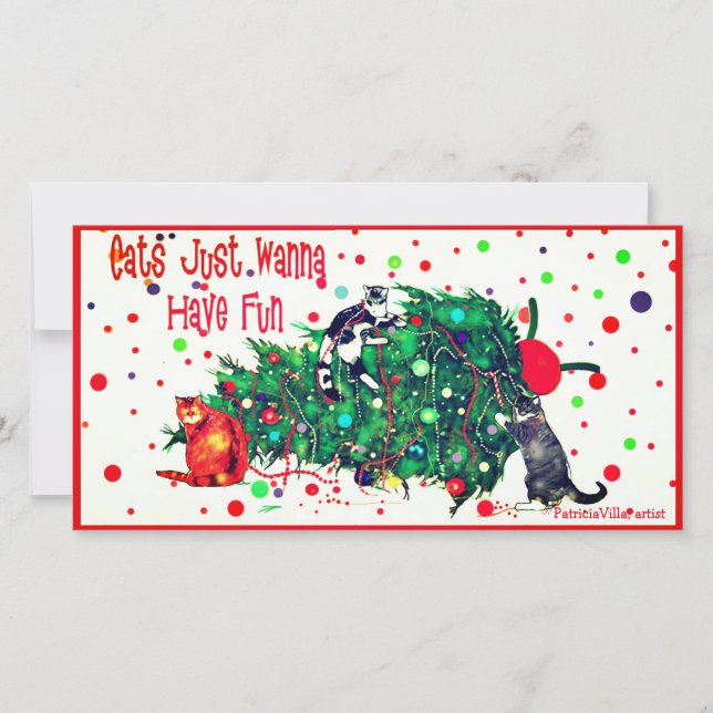 Carte de Noël Fun Amusante avec des Chats qui Détr (Devant)