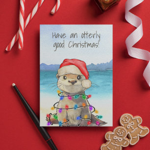 Carte de Noël Funny Cute Otter