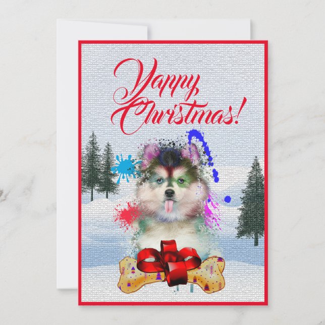 Carte de Noël Funny Pomsky Dog sur mesure (Devant)