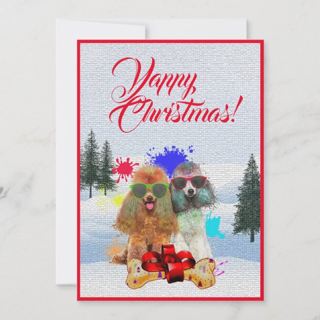 Carte de Noël Funny Poodle Dog sur mesure (Devant)