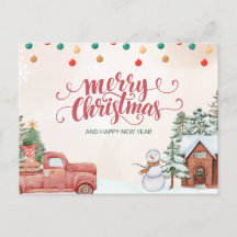 Carte de Noël gaie avec un bonhomme de neige : Par