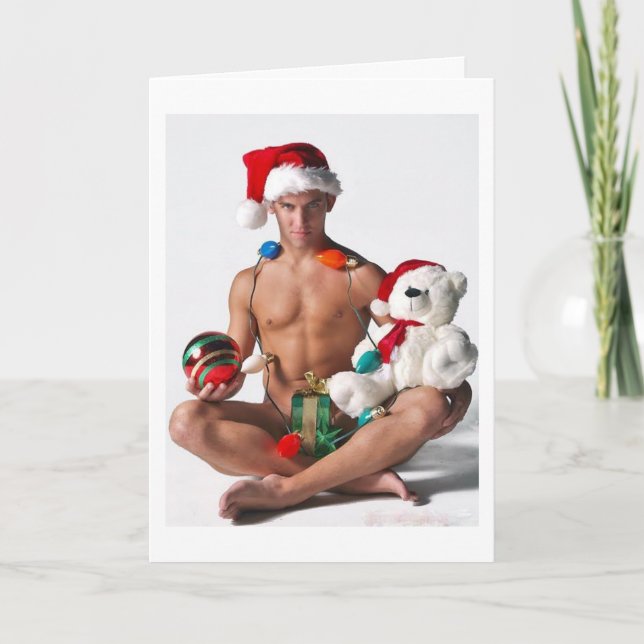 Carte de Noël Gay Glitter Pride pour un mec canon (Devant)