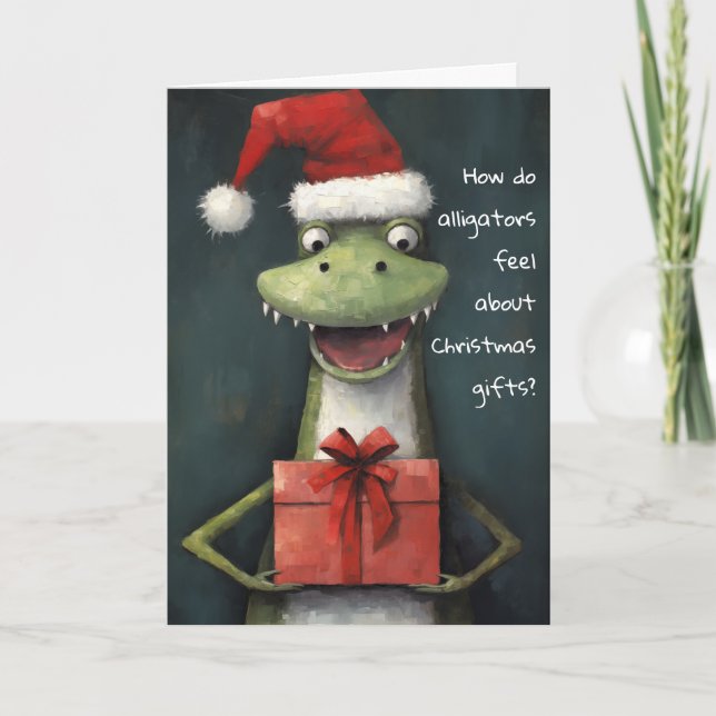 Carte de Noël Giddy Alligator Père Noël (Devant)