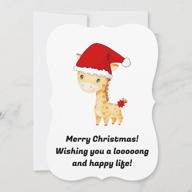 Carte de Noël Giraffe, Carte de Noël animal bébé (Devant)