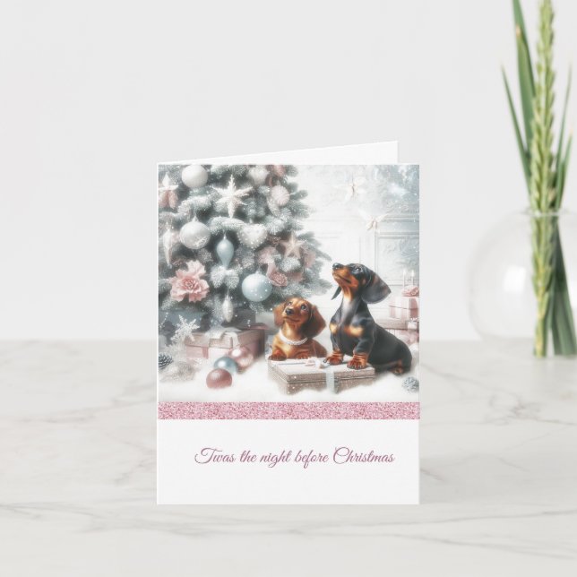 Carte de Noël Glittery Pastel Dachshund (Devant)
