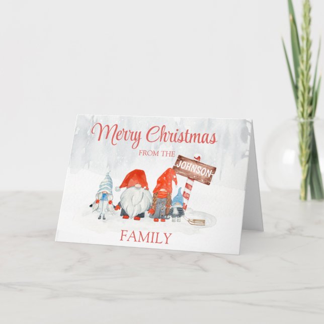 Carte de Noël Gnome Family Four (Devant)