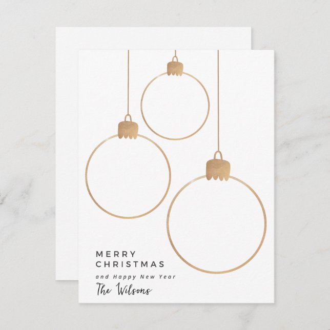 Carte de Noël Gold Holiday Orament Foil (Devant / Derrière)