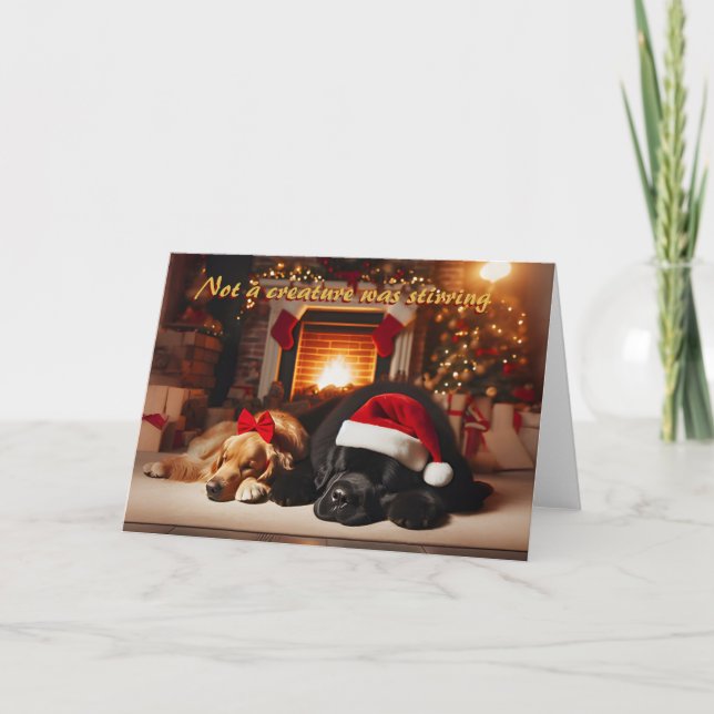 Carte de Noël Golden Retriever et Newfie (Devant)
