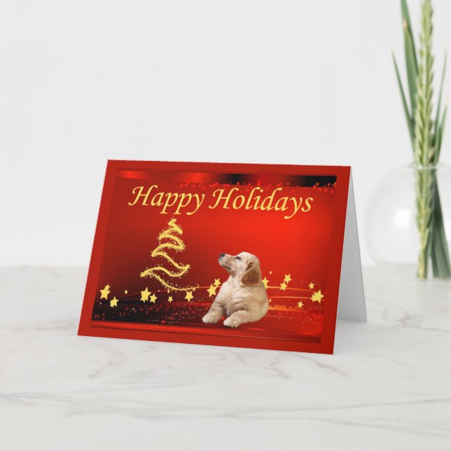 Carte de Noël Golden Retriever Stars1 (Devant)