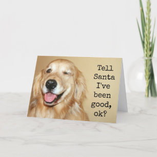 Carte de Noël Golden Retriever "Tell Père Noël"