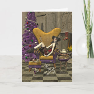 Carte de Noël gothique - "Père Noël de attente "