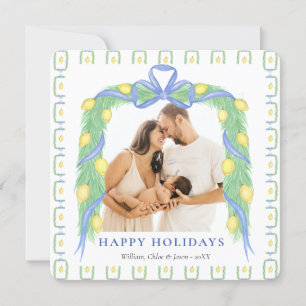 Carte de Noël Grandmillenial au citron bleu et chi