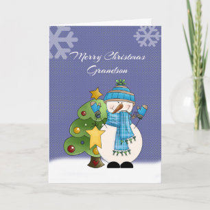 Carte de Noël Grandson Snowman