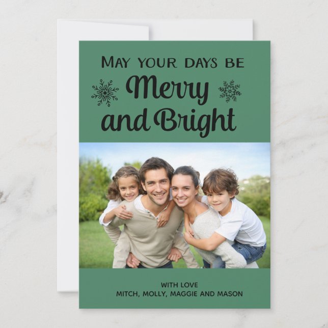 Carte de Noël Green Merry et Bright Photo (Devant)