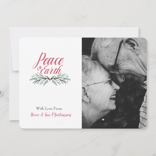 Carte de Noël Green Pine Peace sur Terre (Devant)