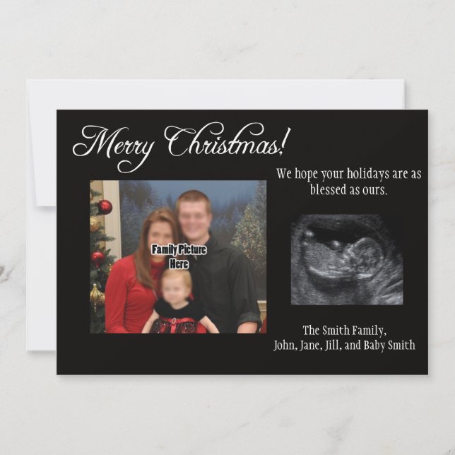 Carte de Noël Grossesse Faire-part Ultrasons (Devant)