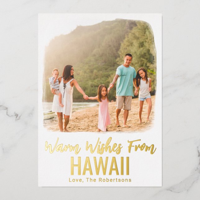 Carte de Noël Hawaii Photo Beach Aquarelle (Recto)