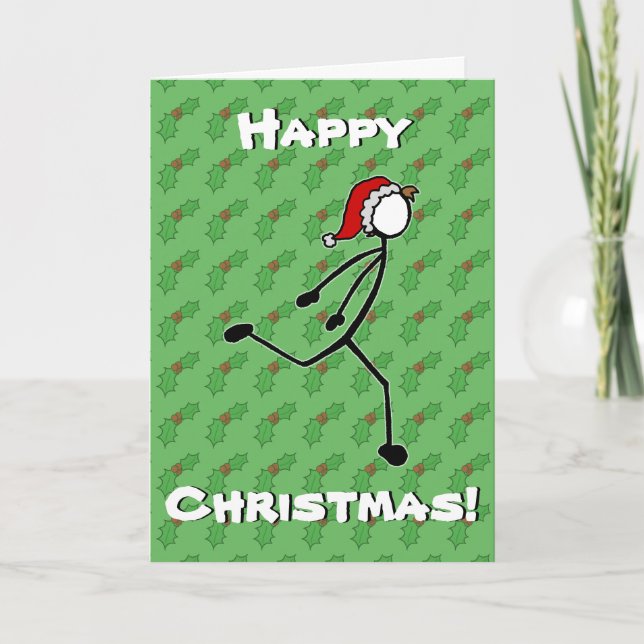 Carte de Noël Holly Berry personnalisée Stickman R (Devant)