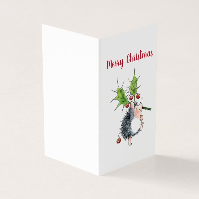Carte de Noël Holly Hedgehog (Outside)