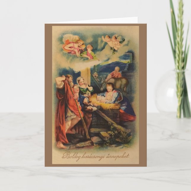 Carte de Noël hongroise religieuse vintage (Devant)