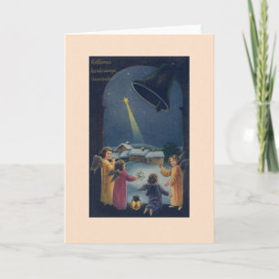 Carte de Noël hongroise vintage d'anges