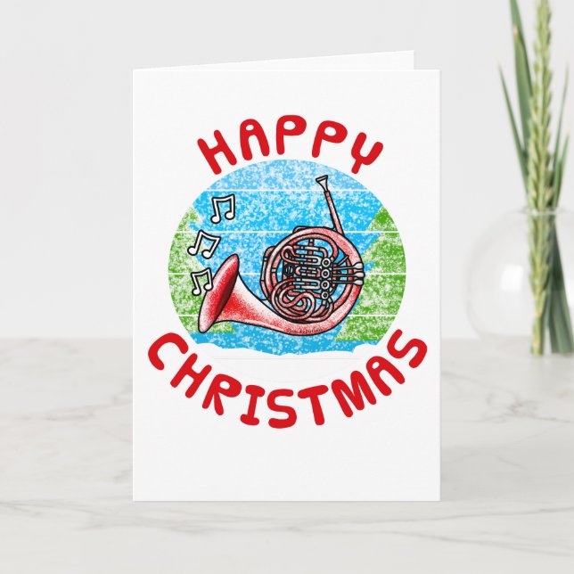 Carte de Noël Hornist Brass musicien (Devant)