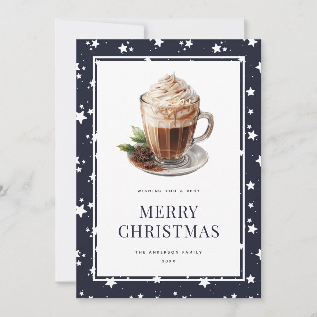 Carte de Noël Hot Chocolate Festin Bleu Merry (Devant)
