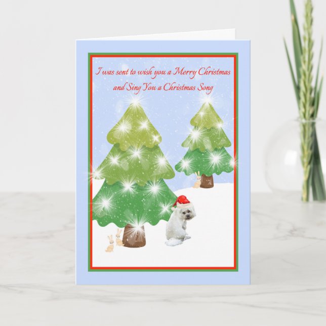 Carte de Noël humoristique avec chien blanc (Devant)