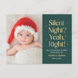 Carte de Noël humoristique pour nouveau bébé Silen