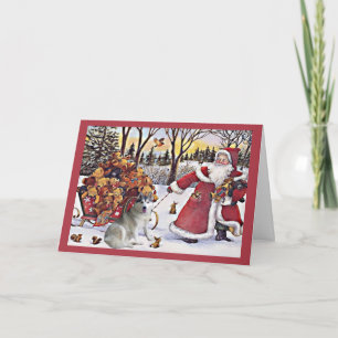 Carte de Noël Husky Sibérien Père Noël Bears