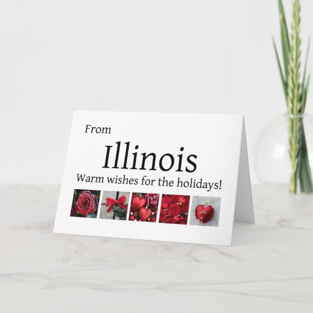 Carte de Noël Illinois avec ornements (Devant)