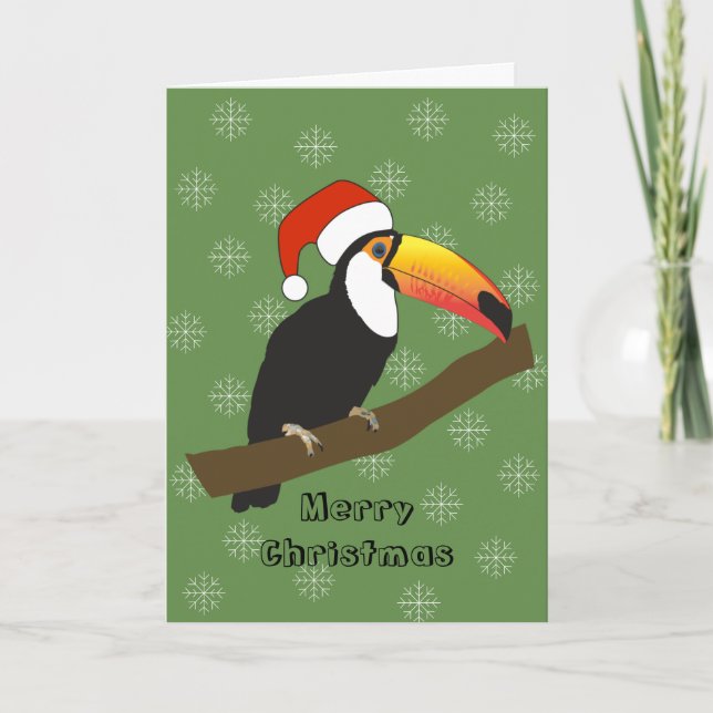 Carte de Noël illustrée Toucan Flocons de neige (Devant)