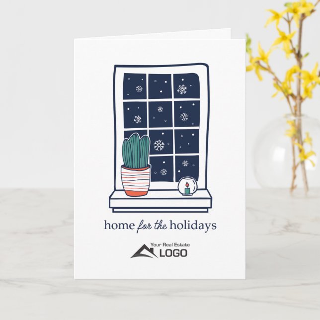 Carte de Noël immobilière pour les vacances (Fleur jaune)