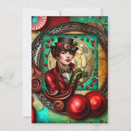 Carte de Noël inspirée par la dame Steampunk