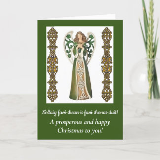 Carte de Noël irlandaise Ange et Bénédiction repli