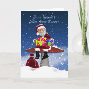 Carte de Noël italienne amusante avec Père Noël - 