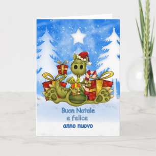 Carte de Noël italienne - Dragon mignon - Buon Nat