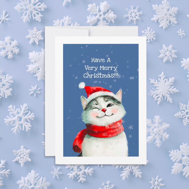 Carte de Noël jolie Kitty Merry ("Have A Very Merry Christmas" cute cat card)