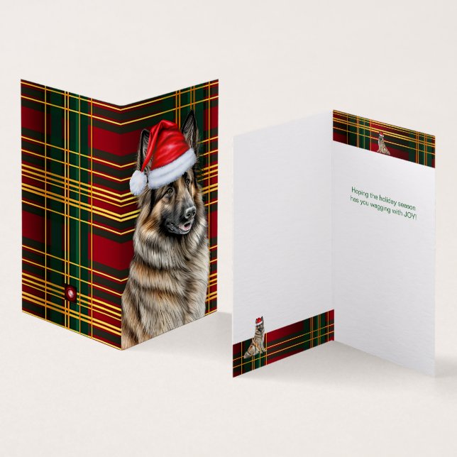 Carte de Noël Jour de Fête de Chien Tervuren (Inside and Outside)