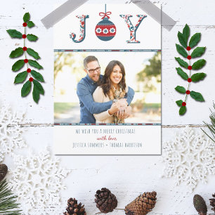 Carte de Noël "Joy" Boho Bauble photo tendance