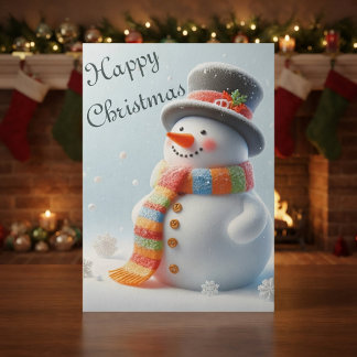 Carte de Noël joyeuse de bonhomme de neige